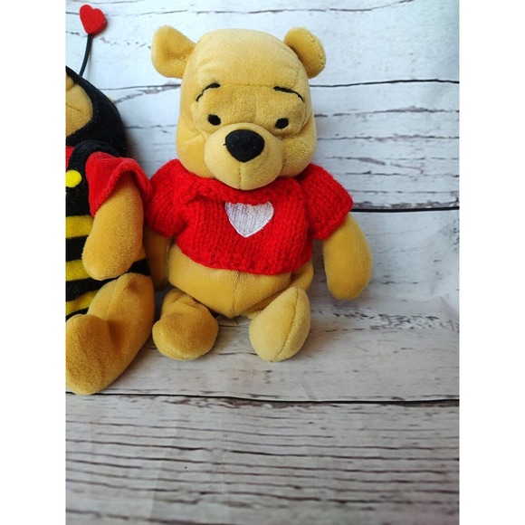 Disney Winnie The Pooh Plush Beanies Lot of 3 Valentine Love Pooh Eeyore Cupid - Picture 2 of 10